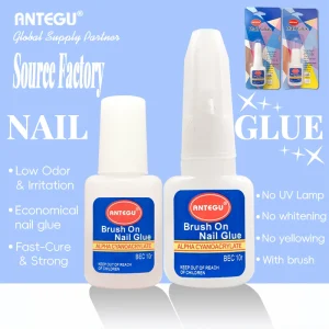 10g Transparent Nail Glue with Brush No UV Needed Fast Dry Nail Art Adhesive for Salon