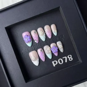 10pcs ABS Material Fashionable Almond Design Press On False Nails Handmade Custom Models for Fingers Square Stiletto