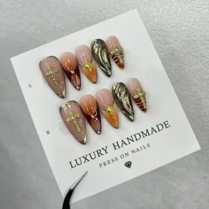 10pcs Hand Painted Gel Press Nails Beautiful Luxury Customized Design Handmade Press on Nails