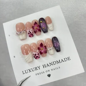 10pcs Hand Painted Gel Press Nails Beautiful Luxury Customized Design Handmade Press on Nails