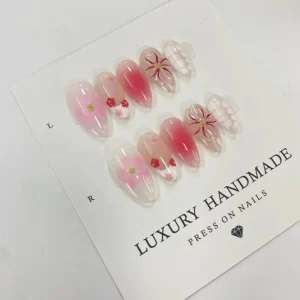 10pcs Hand Painted Gel Press Nails Beautiful Luxury Customized Design Handmade Press on Nails
