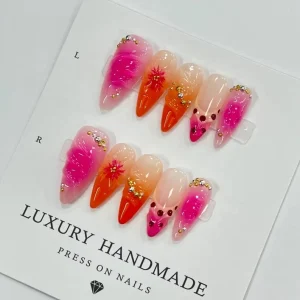 10pcs Hand Painted Gel Press Nails Customized Design Handmade Press on Nails