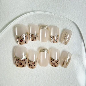 10pcs Handmade Cat Eye False Nails XS S M Size Cute Design Square Ballet Nails Set Full Cover Press on Nails for Girl’s Beauty