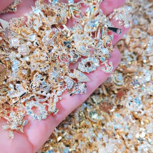 10pcs Random Style Nail Jewelry Accessories 3D Metal Alloy Gold Zircon Luxury Nail Charms in Bulk Rhinestone for Nail Art
