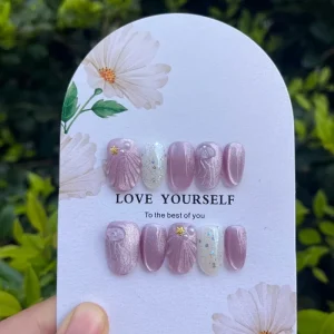 10pcs Summer New Island Almond Medium Nails Handmade Press Nails for Women Stiletto Design Limte Hot Selling Finger