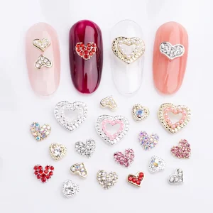 10pcs bag Sweet Heart DIY Nail Rhinestones Crystal Mini Heart Diamond Irregular Beauty Decoration Valentine’s Day 3D Nail Charm