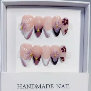 1111 1115 Handmade 10pcs Material Press On False Nails Model Almond Design Custom Flower Carving Fashionable Square for Finger