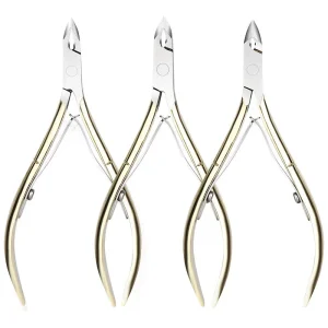 12 14 16mm Professional Stainless Steel Gold Double Spring Nail Clipper Plier Cuticle Nipper D501