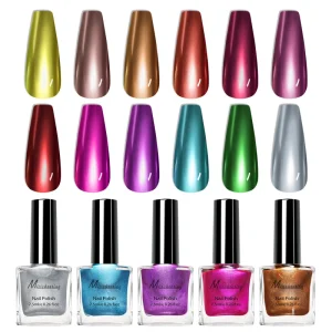 12 Colors 7.5ml Mirror Gel Nail Polish Red Gold Nails Fast Drying Long Lasting Nail Art Polish DIY Design No Need Lamp