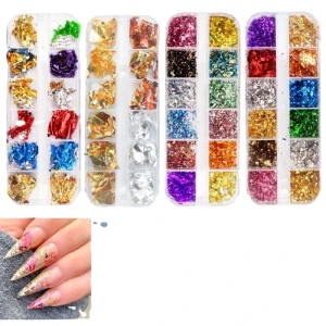 12 Colors Gold Silver Finer Nail Foil Colored Foil Paper DIY Nail Art Decoration Platinum Flake