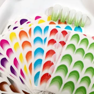 12 Colors Gradient Manicure Decals Crescent French Simple 3D Nail Stickers Decoration for Nail Art DIY
