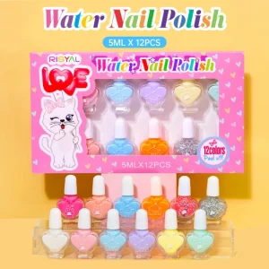 12 Colors Kids Nail Polish Non Toxic Water Based Quick Dry Peel Off Safe for Children Ages 5-12 DIY Manicure Nail Art