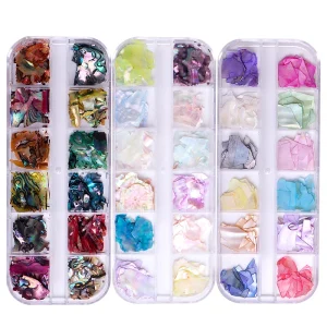 12 Colors Nails Abalone Shell Fragments Texture Natural Sea Shell 3d Nail Art Decoration Charms Stones Sequins Beauty Tools