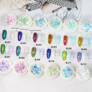 12 Colors Transparent Chameleon Flakes Aurora Iridescent Nail Acrylic Irregular Opal Shards for Manicure Art DIY