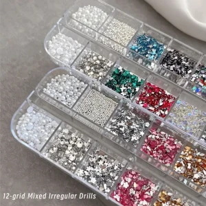 12 Compartment Boxed Assorted Nail Art Accessories Resin Cartoon Butterfly Wearable Nail Decorations