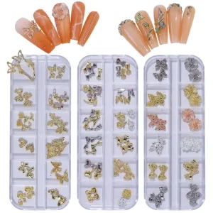 12 Grid 3D Butterfly Alloy Zircon Metal Nail Art DIY Finger Decoration