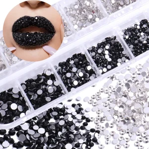 12 Grid 3D Nail Art Decorations Set Mixed Sparkling Glass Flatback Rhinestones Boxed Nail Art Decorations