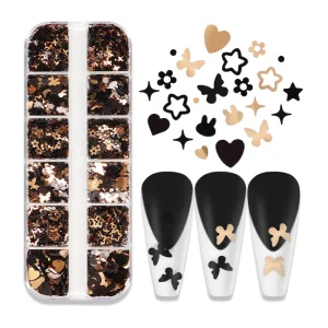 12 Grid Butterfly Rabbit 3D Decal Stickers Nail Art Decoration