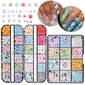 12 Grids Mixed Color 3D Resin Flower Petal Caviar Beads Summer Nail Art Decorations Non Toxic Kunya Brand