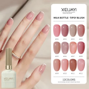 12 Solid Colors 15ml Transparent Pink UV Gel Nail Polish Long Lasting Nail Art Gel Custom Private Label Manicure Supplies