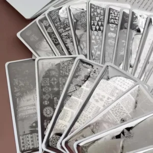 12.5*6.5cm French Nail Stamping Plate Stainless Steel Flower Irregular Nail Art Tool