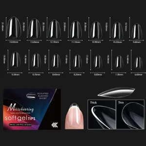 120/140 Tips Per Box Soft Square Gel Nail Tips for DIY and Nail Salon Handmade Clear Color French Style Nail Tips