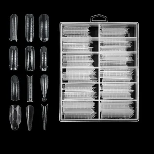 120 Pcs Dual Nail Forms Set Clear Poly Extension Gel Mold Builder Polish Coffin Tips for Acrylic UV Nails Salon DIY Home Design