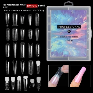 120PCS Crystal Nail Tips for Acrylic Nail Extension No Paper Holder with French Design