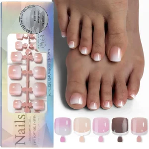 120PCS False Toenails Tip Acrylic Artificial Toenails French Full Cover Toe Art Nails for Women 12 Sizes for Nail Salon DIY Foot