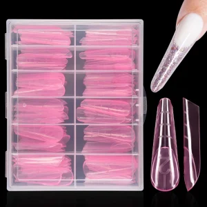 120Pcs Pink Nail Dual Forms French Nail Extension Nail Gel Quick Building Mold Tips
