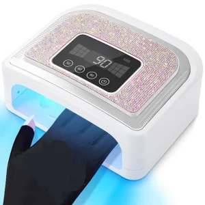 120W Rechargeable LED Gel Nail Lamp UV Light Acrylic Polish With Colorful Nail Rhinestones And Diamond Lamp