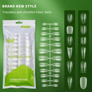 120pcs Clear False Nail Tips ABS Fake Nails Semi Frosted Fake Nails Coffin Art Traceless and Ultrathin Artificial Manicure