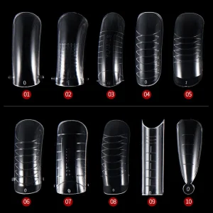 120pcs Plastic From Soft Gel Full Cover Sculpted Nail Tips Finger Extension Nail Art Transparent Quick Building Mold With Scale