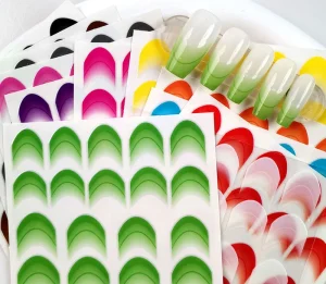 12colors Custom Logo French Style Nail Stickers Curved Line 3D DIY Press On Nail Accessories Gradient Nail Decal