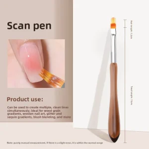 12pcs Set Professional Nail DIY Decorating Pen Nail Line Fine 3D Designs Flat French Wooden Handle Nylon Nail Art