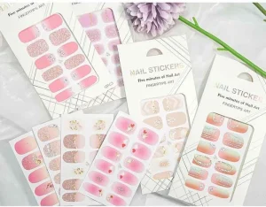 12pcs Sheet Flower Love Nail Sticker Full Cover 3D Nail Foil Self adhesive Waterproof DIY Manicure Decal Nail Art Decoration