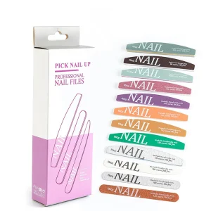 12pcs box Washable Curved Nail Art Manicure Tool Kits Professional Emery Strong Sandpaper Gel Polishing Files Nail Buffer Block