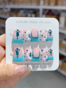 131 140 Handmade Duck Beak Shaped Press on Nails 10pcs Reusable Acrylic False Nails for Kids Artificial Square Pattern Model