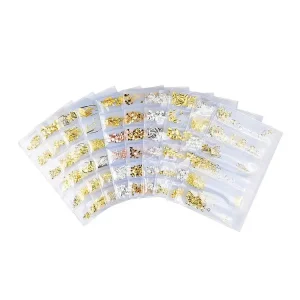 14 Mixed Designs Gold Silver Nail Art Charms 3D Metal Decoration Jewelry Alloy Accessories for Stickers & Decals