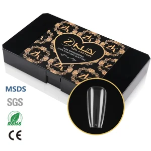 14 Size Custom Logo Full Cover Clear Acrylic Gel Pmma Nail Tips Box Coffin Natural Soft Gel Nail Tips X for Acrylic