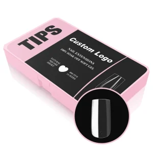 14 Sizes 602Pcs Factory OEM HEMA Free Natural Clear Soft Gel Square Nail Tips Full Cover Gel Nail Tips