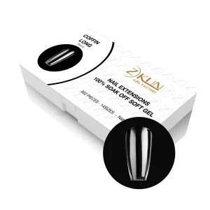 14 Sizes Full Cover Soft Gel Coffin Nail Tips Long Natural Ultra thin Transparent Nail Extension Tips