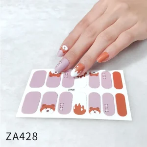 14 Tips UV Semi Cured Gel Nail Wraps Best Premium Quality Nail Strips Long Lasting Full Cover UV LED Gel Semi Cured Nail Sticker