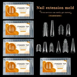 140pcs Box Butterfly Edge Crystal Nail Tips Sandwich Dual Form Acrylic Practice Quick Extension Reusable Nail Mold Tool