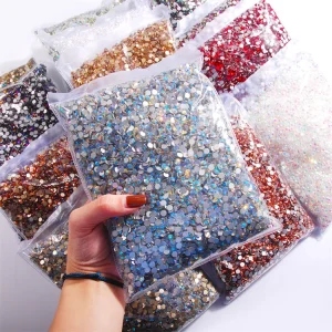 14400 Pieces Pack of 17 Colors Available Round Flatback Glass Crystal Nail Art Decoration Rhinestone Nail Art Decoration