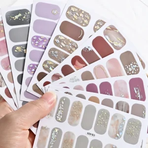 14tips 3D Nail Art Wraps Gel Nail Sticker Full Cover Foil Sticker Nail Polish Strips Gel Manicure Decals