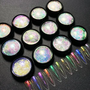 15 Colors Aurora Shimmer Solvent Resistant Pigment Diamond Glitter Powder for Nail Art DIY Salon