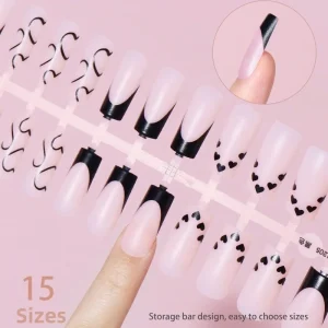 1500pcs Square ABS French Style Press on Nails Tips Factory Design Finger Application Fashion Style