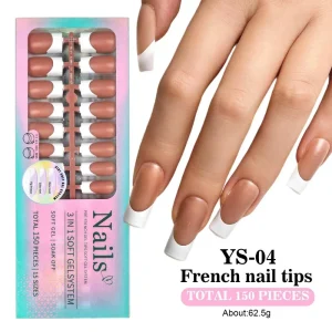 150pcs Artificial Fingernails French Gel Polish Nail Tips Short Almond Square Press On Nails For Finger Decoration