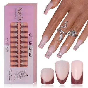 150pcs False Pre applied Soft Gel Nails Wearable Short Designer Nude French Press on Nails for DIY Manicure Salon